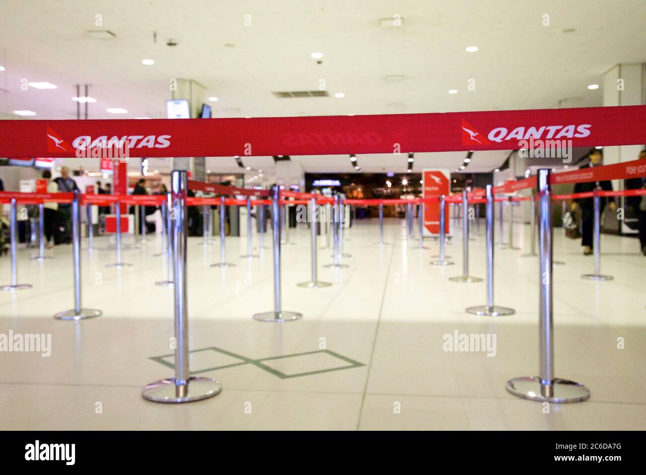 The Qantas checkin area at Sydney International Airport Stock Photo