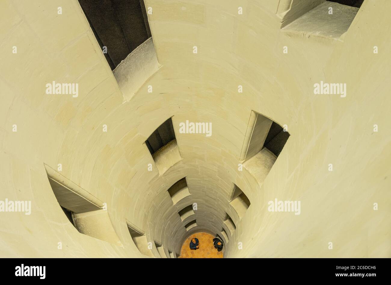 Chambord, France, The double helix staircase internal well of the Chambord castle Stock Photo