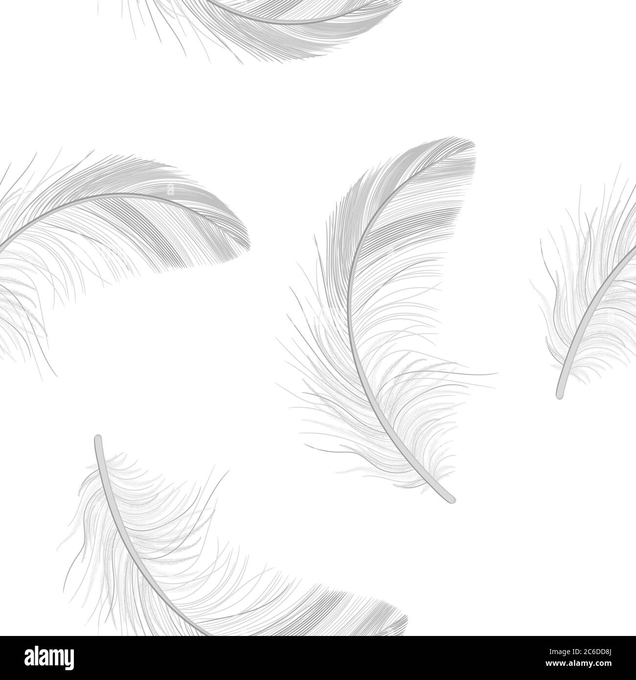Feather pattern, fluff, fuzz is a white vector, realistic 3d. Pooh, lightness, airiness. Stock Vector