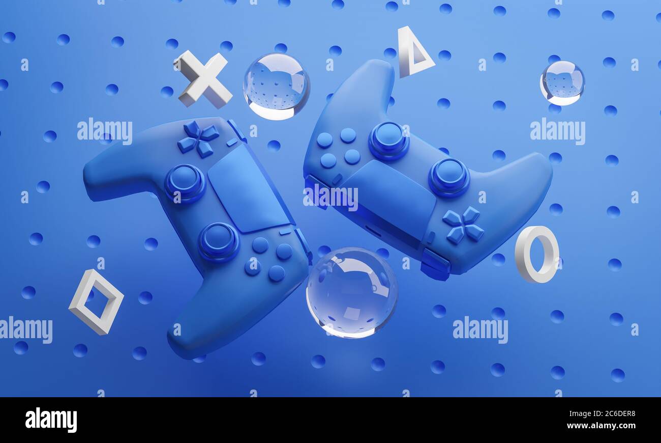 Digital Art of Blue Gamepad Background 3D Rendering Stock Photo - Alamy