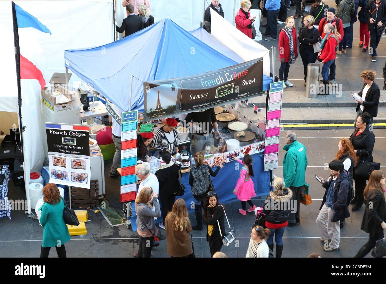 A stall selling French crepes (pancakes) at the ‘Bleu, blanc, rouge