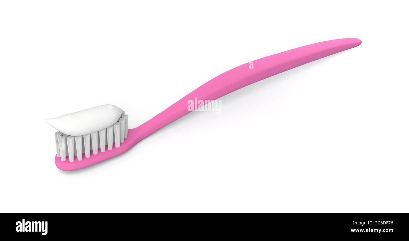 toothbrush toothpaste care hygiene brush dental clean 3D illustration Stock Photo