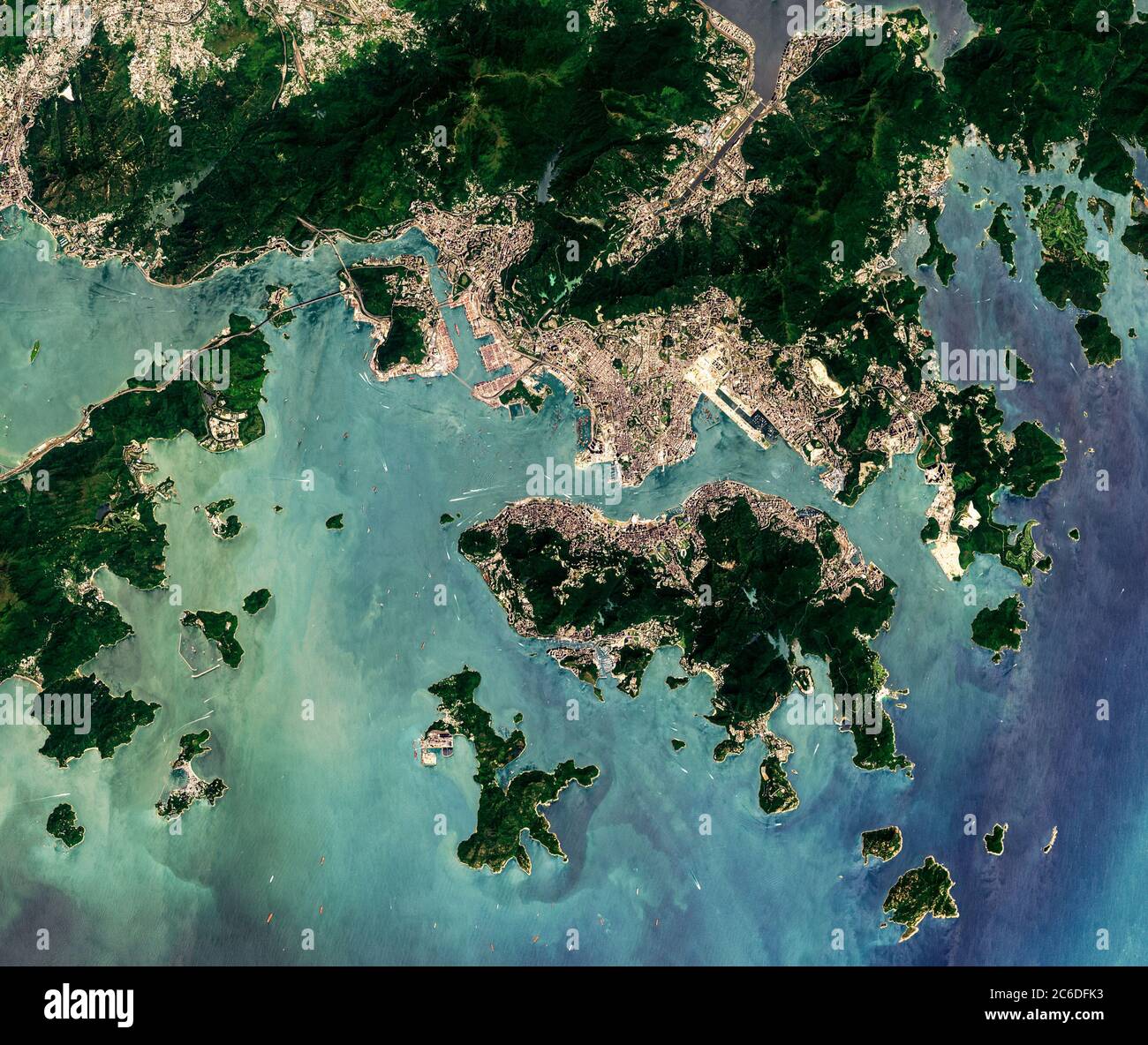 Satellite image of Hong Kong Stock Photo