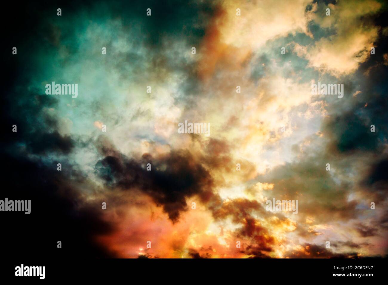 colorful sky with clouds as wall art, background Stock Photo