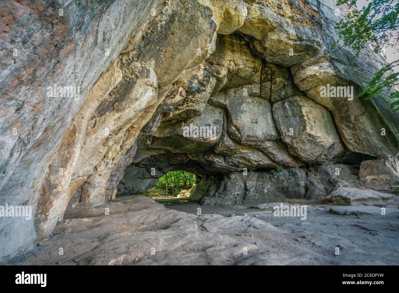Famous Kuhstall rock formation near Bad Schandau at the Saxon Switzerland National Park in Germany Stock Photo