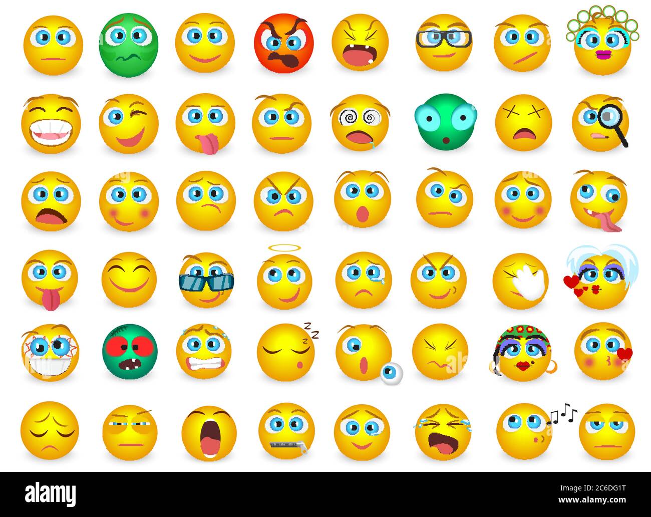 Mega big collection set of Emoji face emotion icons isolated. Vector illustration Stock Vector