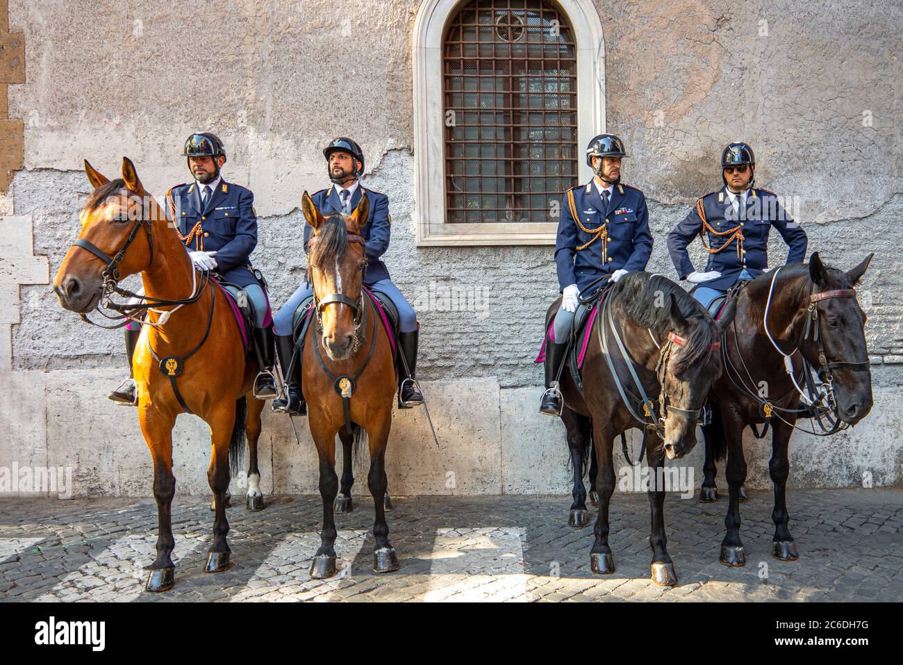 Rome, Italy, Trastevere, military on horseback during a religious solemnity Stock Photo