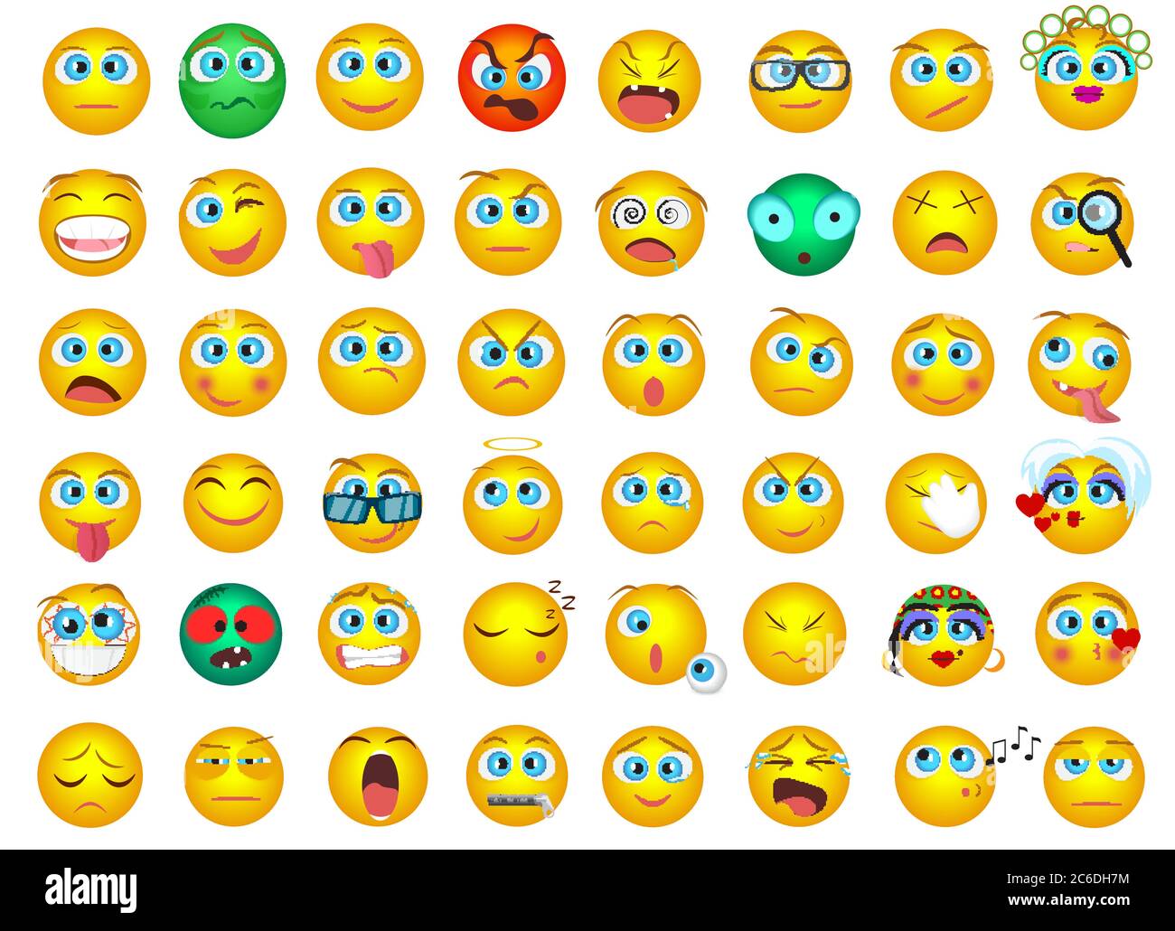 Mega big collection set of Emoji face emotion icons isolated Stock Vector