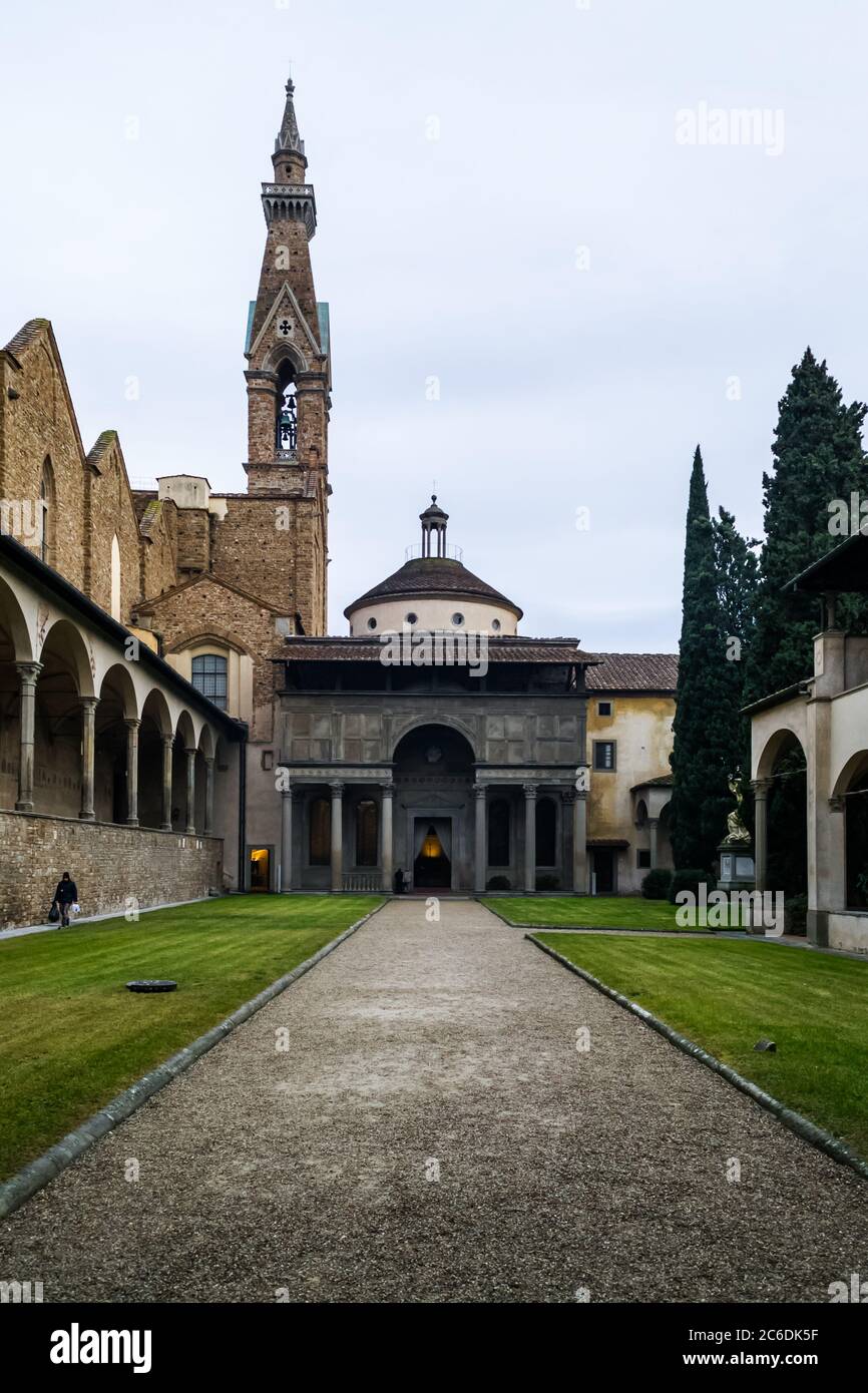 Florence, Italy. The Pazzi chapel, designed by Filippo Brunelleschi in