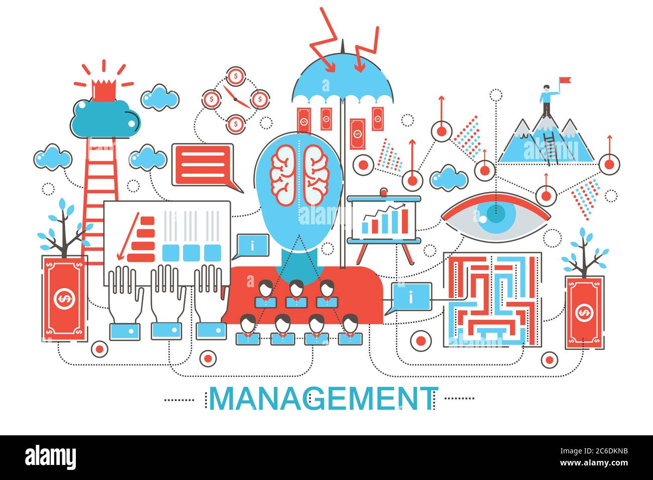Modern Flat thin Line design global managment concept for web banner ...