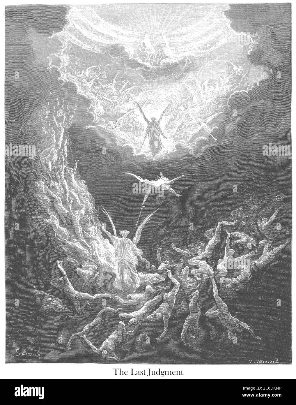 The Last Judgment [Revelation 20:12] From the book 'Bible Gallery' Illustrated by Gustave Dore with Memoir of Dore and Descriptive Letter-press by Talbot W. Chambers D.D. Published by Cassell & Company Limited in London and simultaneously by Mame in Tours, France in 1866 Stock Photo