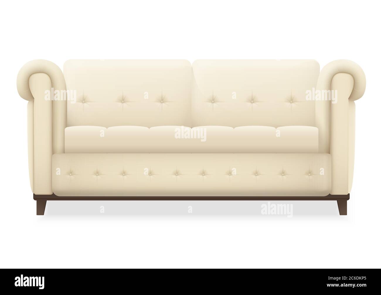 Leather luxury modern vintage living room sofa. Single isolated vector object for design Stock Vector