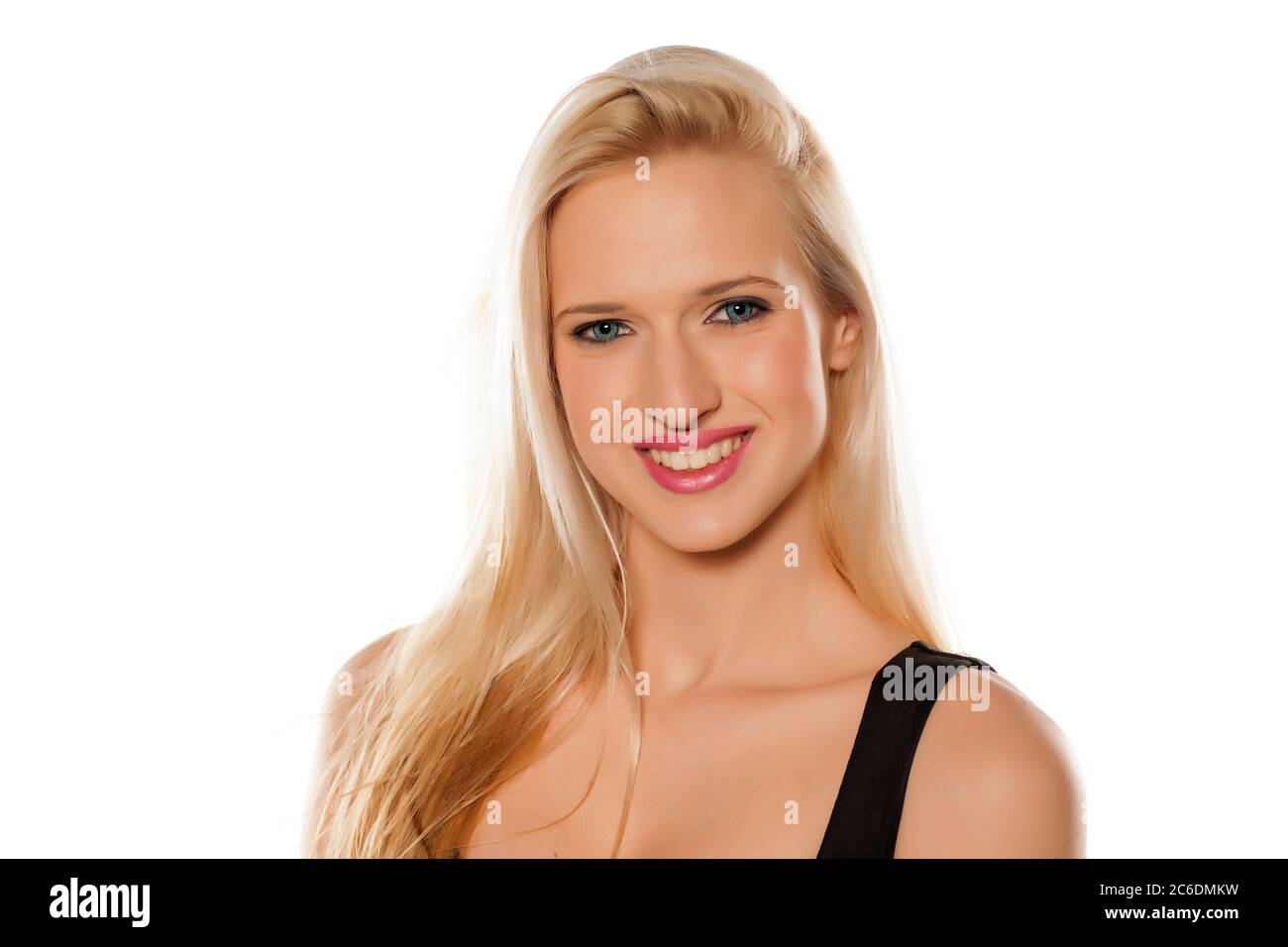 Young smiling blonde with contact lenses Stock Photo