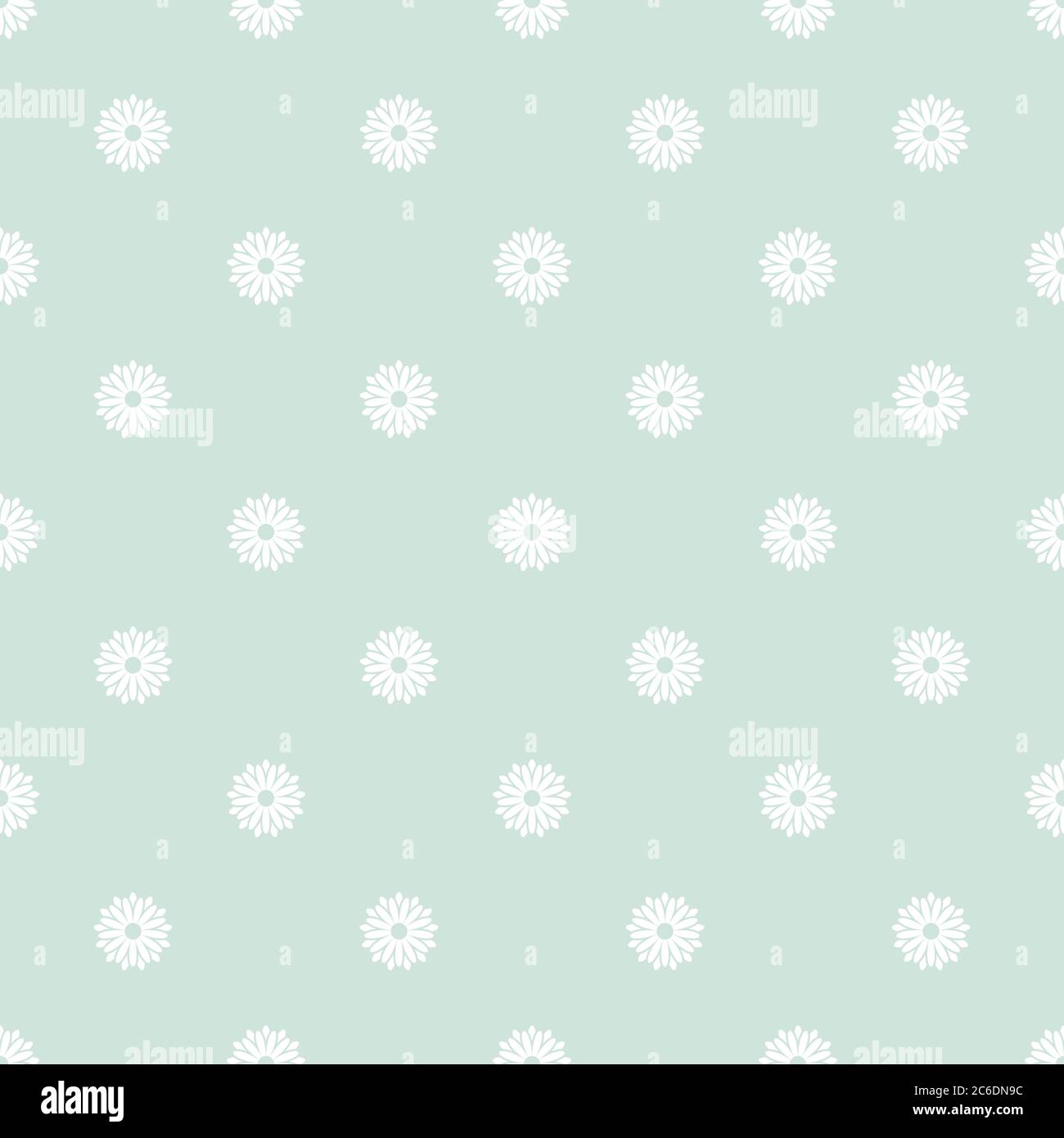 Seamless camomile flower pattern. Pale sage green background with white  blossoms . Vector symmetric wallpaper. Nature eco ornament for print Stock  Vector Image & Art - Alamy