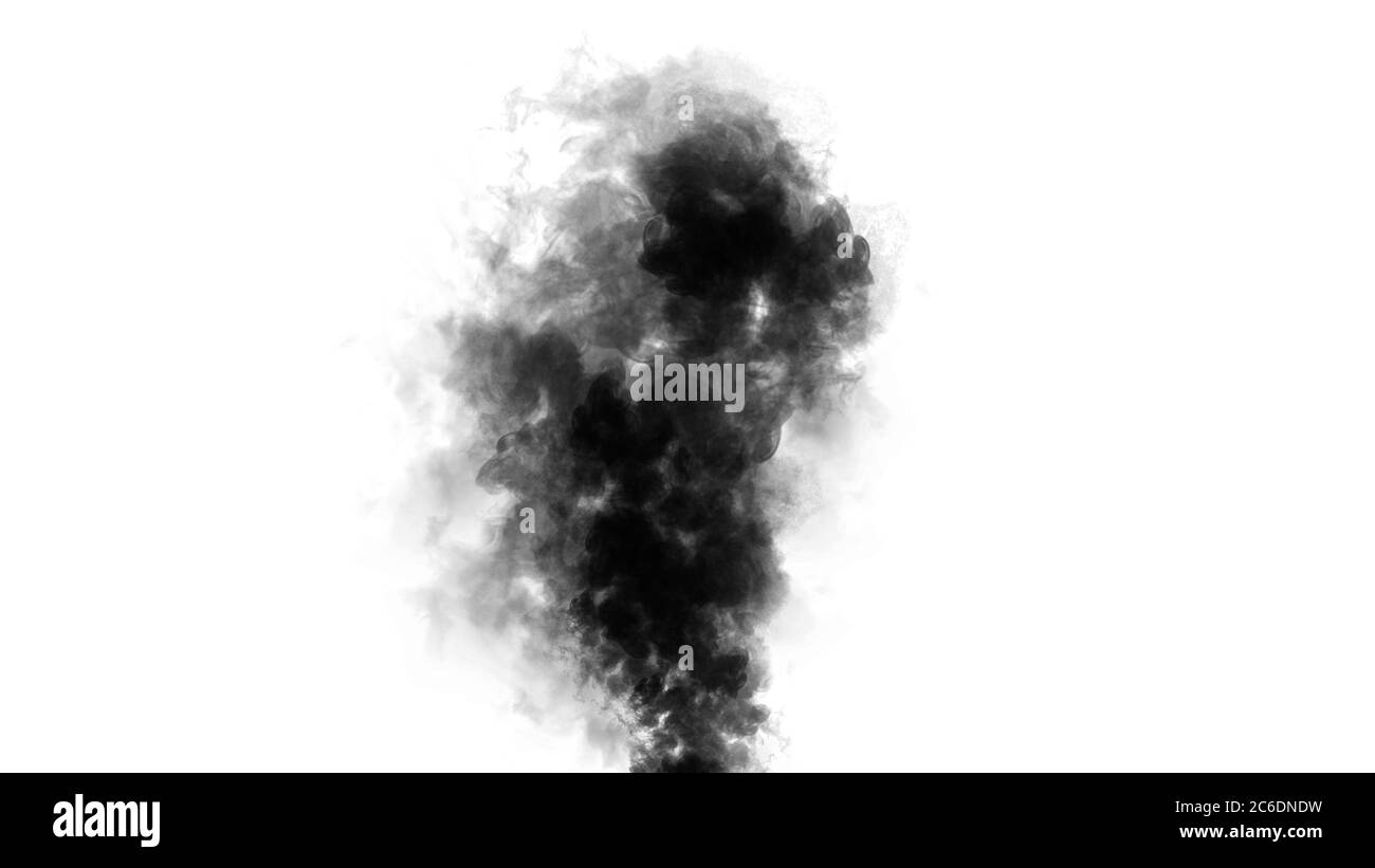 Smoke bomb on isolated white background. Texture overlays Stock Photo