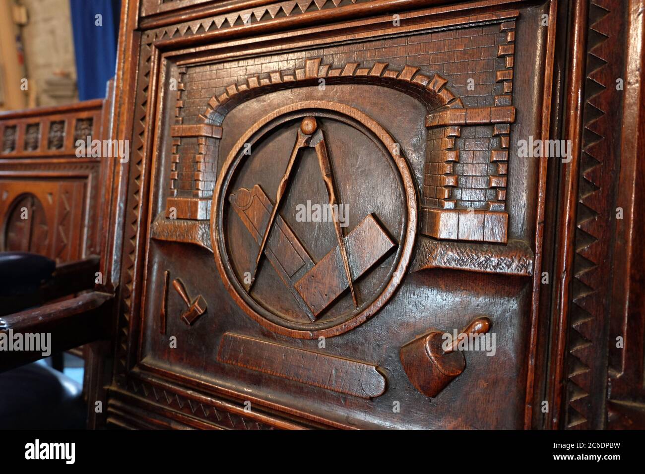 Masonic Worshipful masters chair Stock Photo Alamy