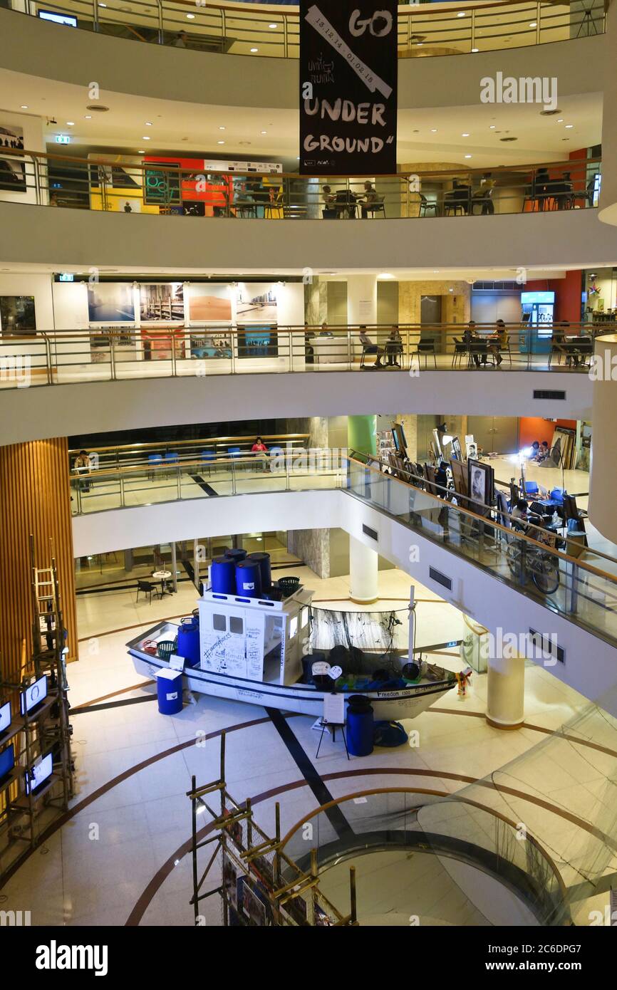 Bangkok Art and Culture Centre (BACC), interior, central atrium, meeting place for artists and the public, Bangkok, Thailand. Stock Photo