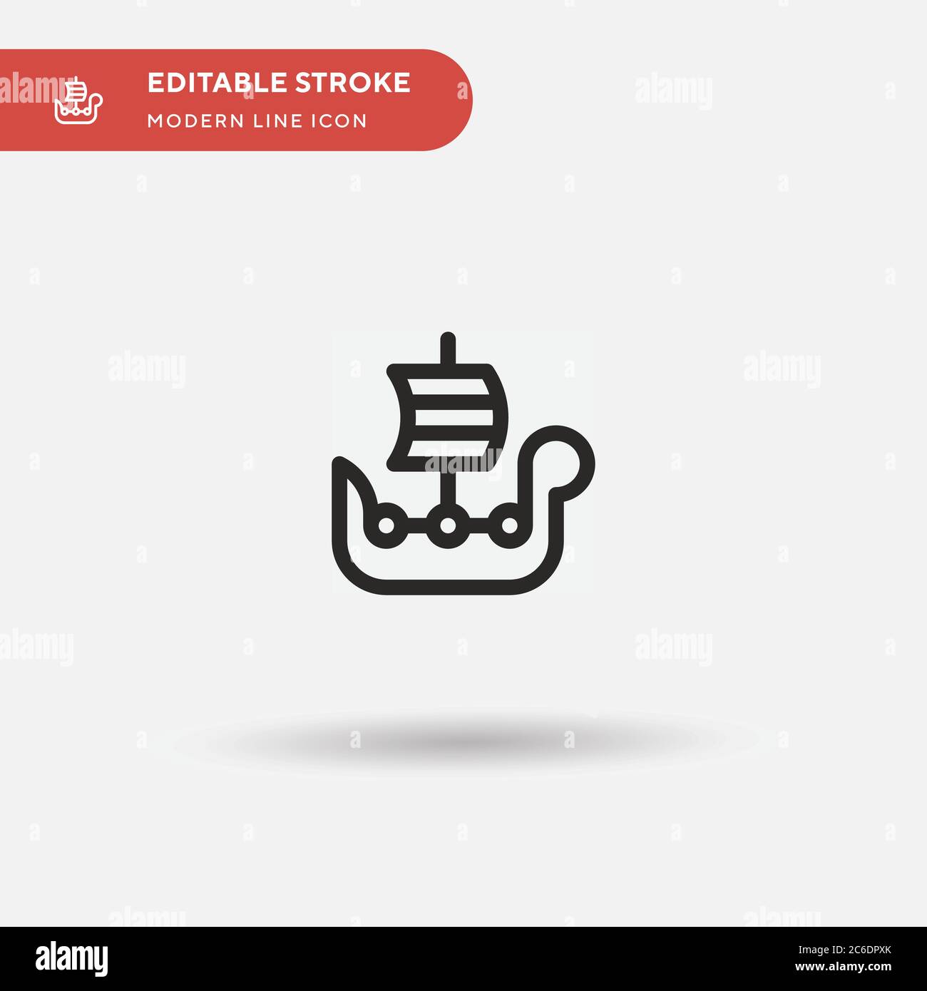 Viking Ship Simple vector icon. Illustration symbol design template for web mobile UI element. Perfect color modern pictogram on editable stroke. Viki Stock Vector