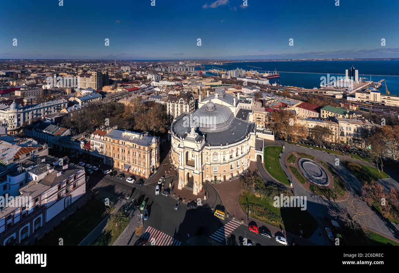drone panorama the odessa ukraine opera theatre Stock Photo