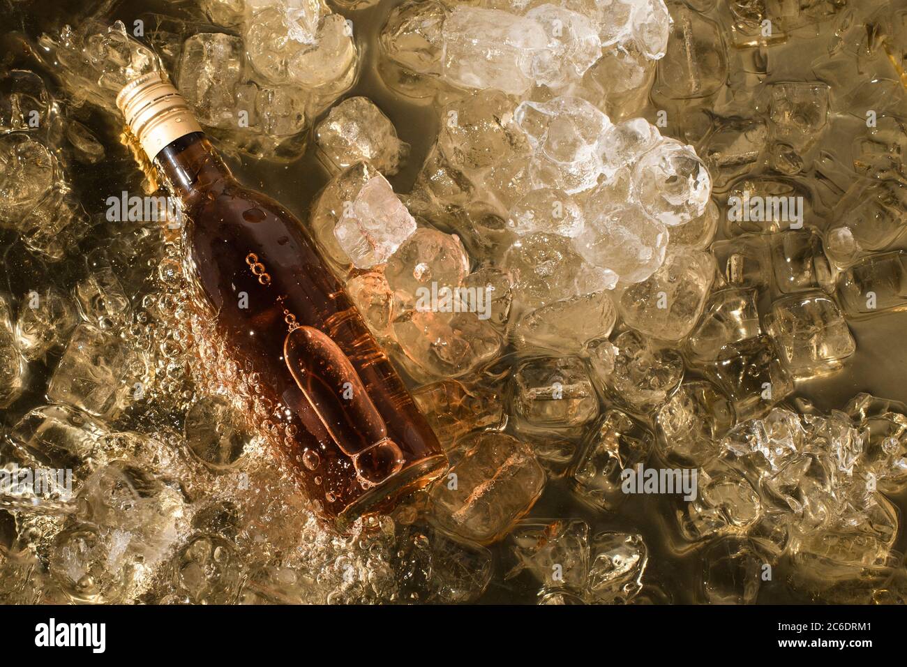 Rose wine in a cold water and ice Stock Photo Alamy