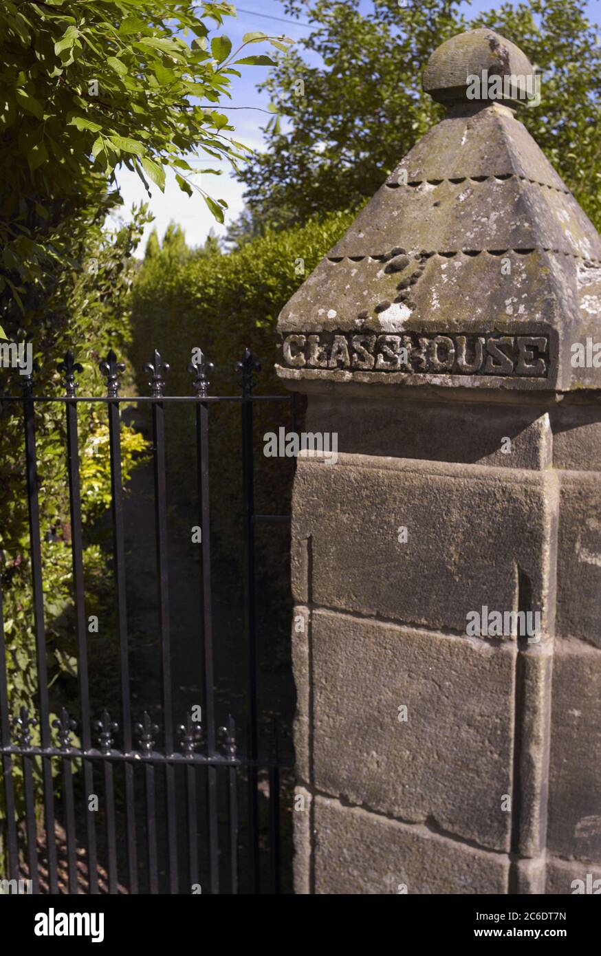 Gate of house called Glasshouse, Glasshouses, North Yorkshire Stock