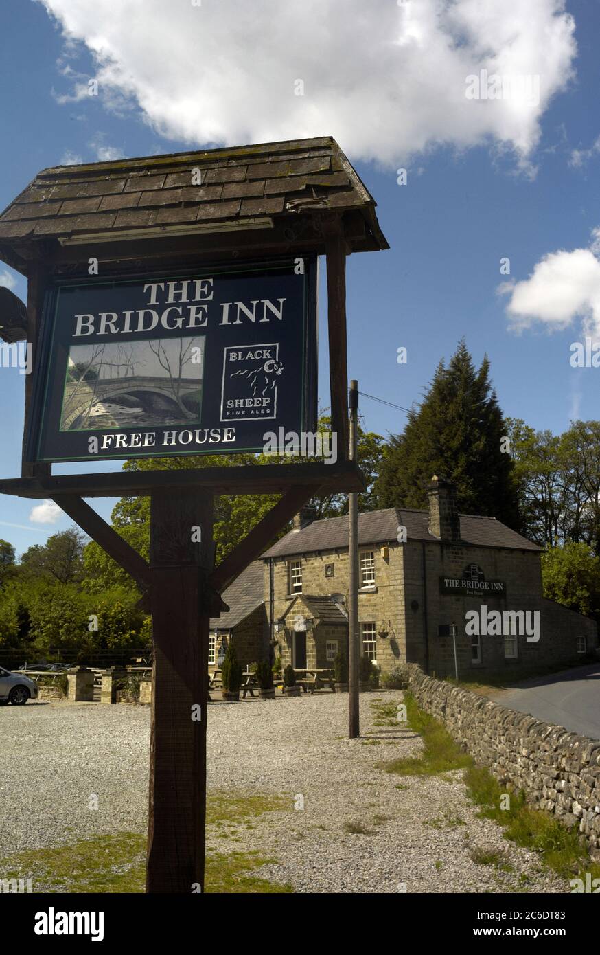 The Bridge Inn next to Foster Beck Mill, Bewerley, North Yorkshire Stock Photo