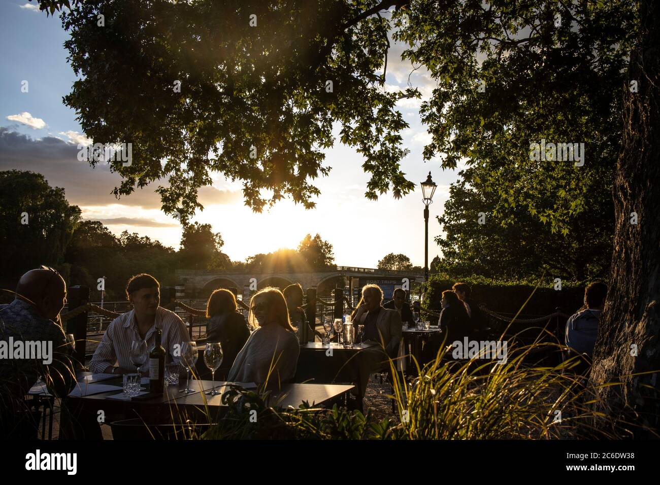 People in England were able to return to pubs and restaurants over the weekend after the coronavirus pandemic restrictions were relaxed in parts of UK Stock Photo