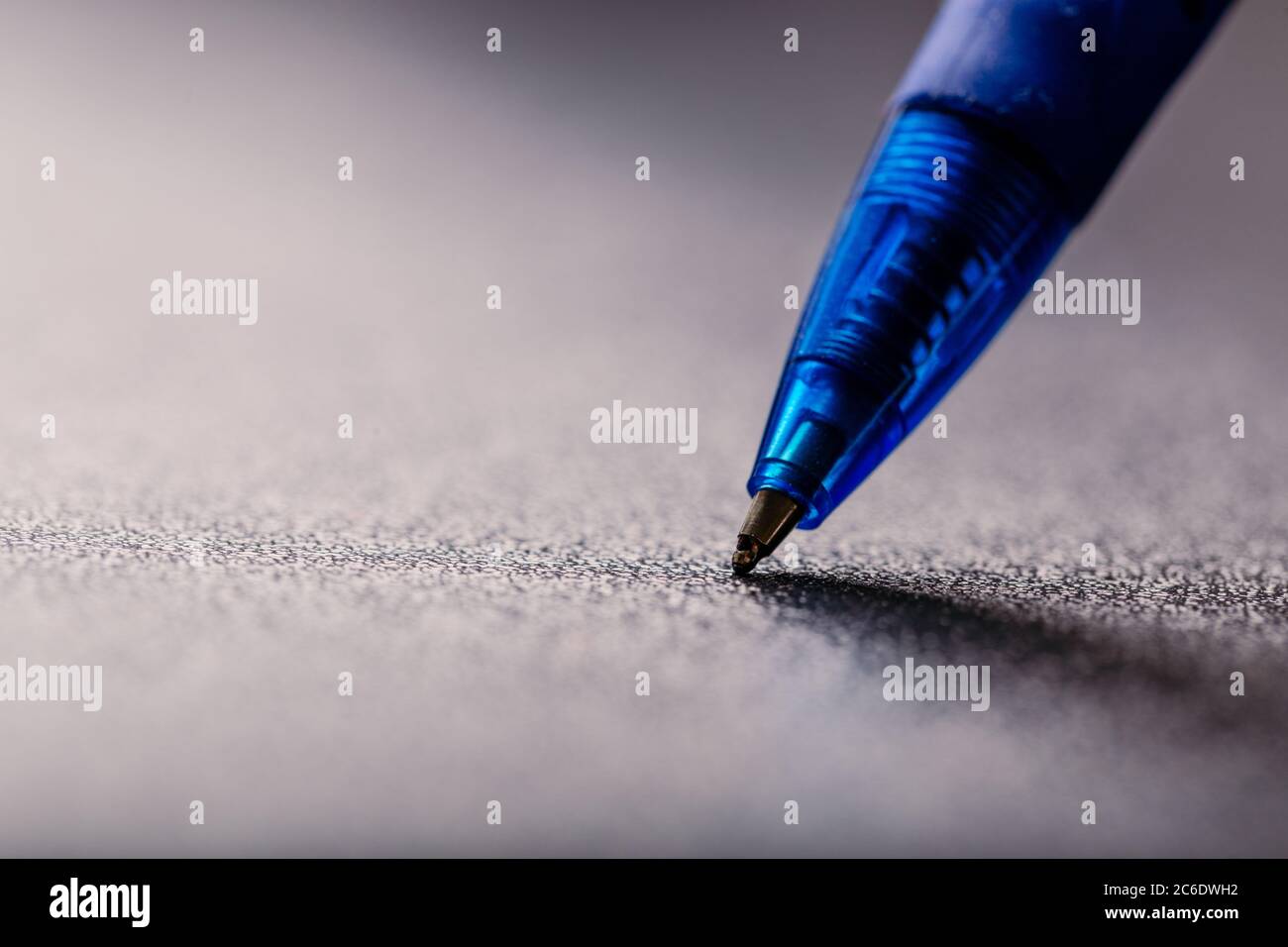 automatic plastic ballpoint pen with clipping path on black background. close up. Stock Photo