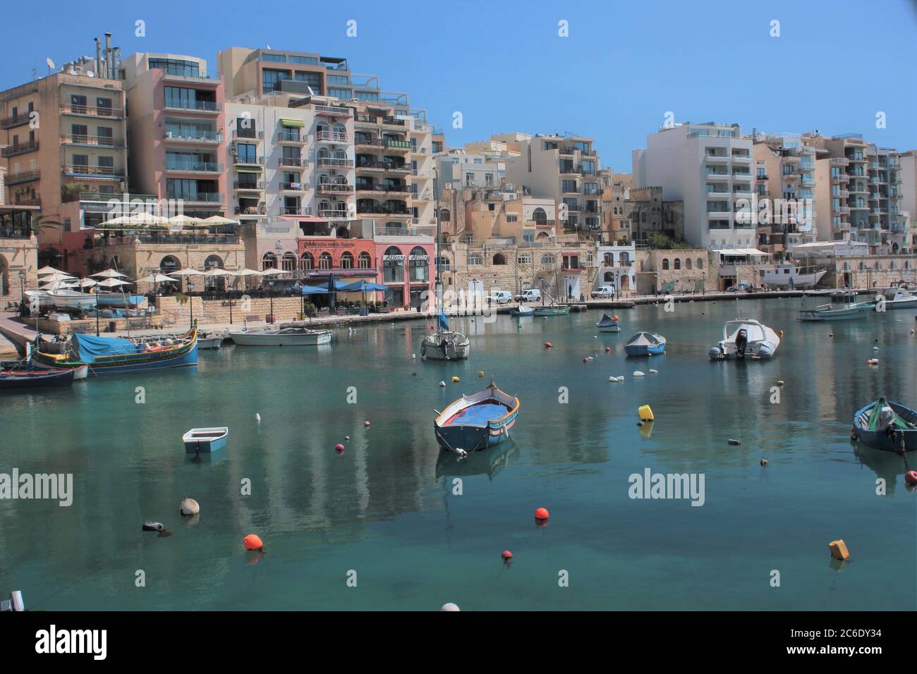 Spinola Bay at San Giljan, Malta. Stock Photo