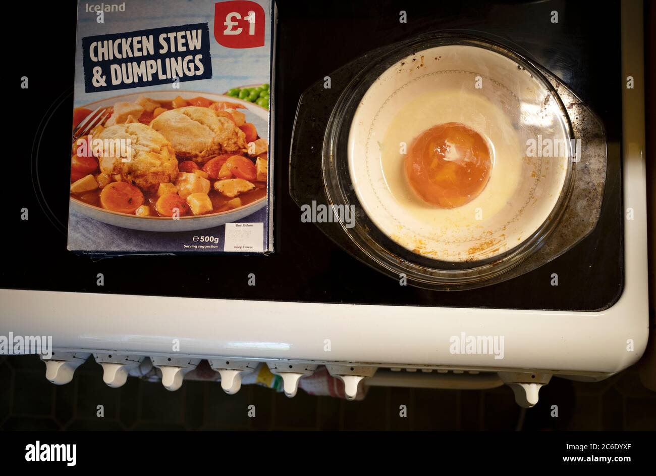Iceland frozen chicken and dumplings ready meal Stock Photo