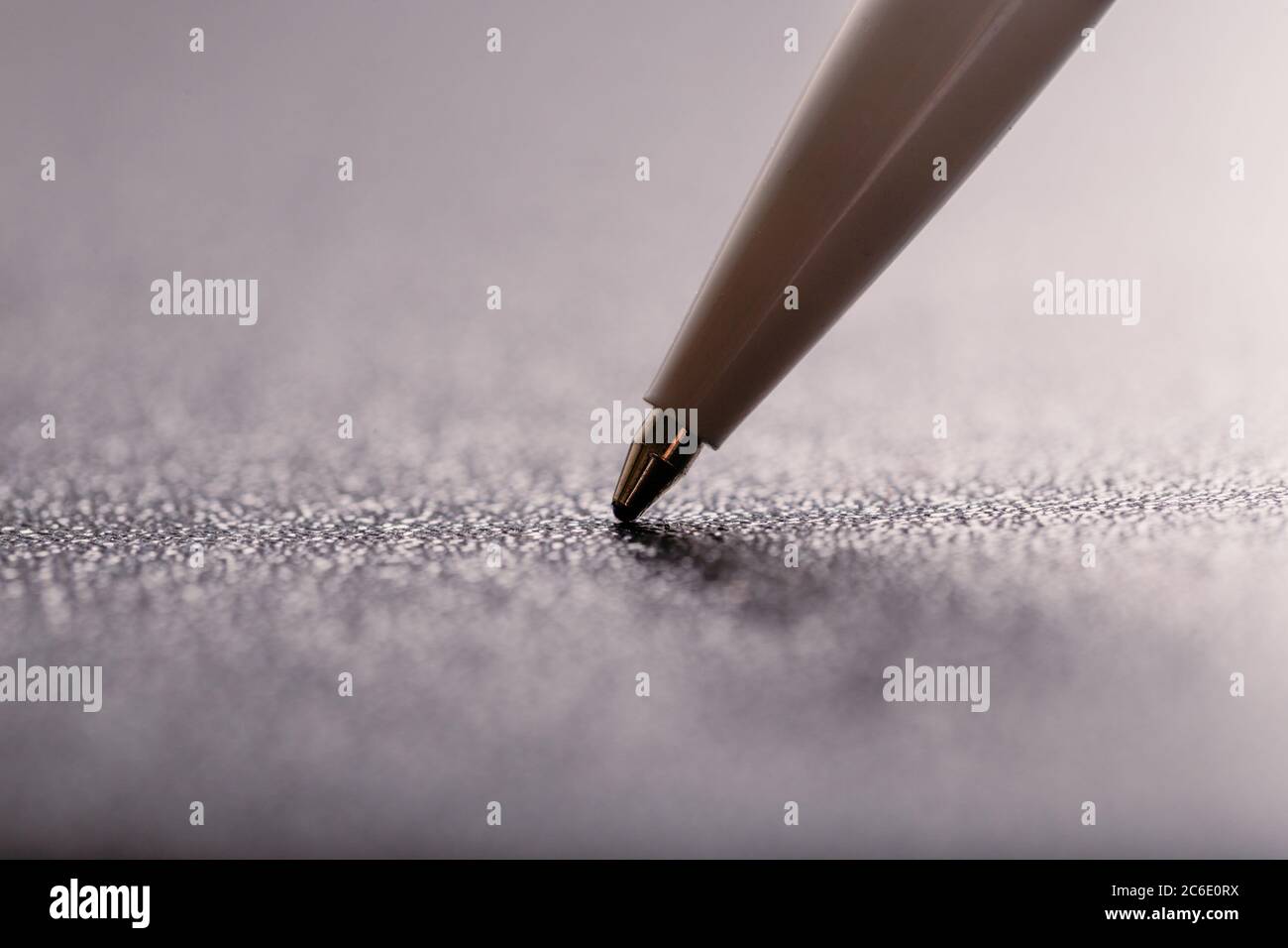 automatic plastic ballpoint pen with clipping path on black background. close up. Stock Photo