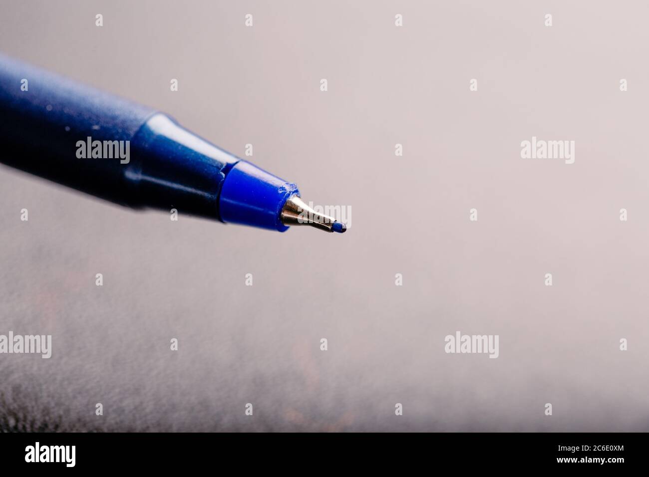 automatic plastic ballpoint pen with clipping path on black background. close up. Stock Photo