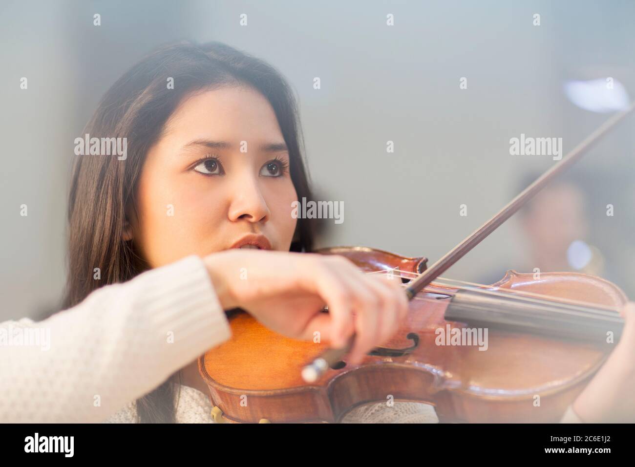 Focused violinist Stock Photo