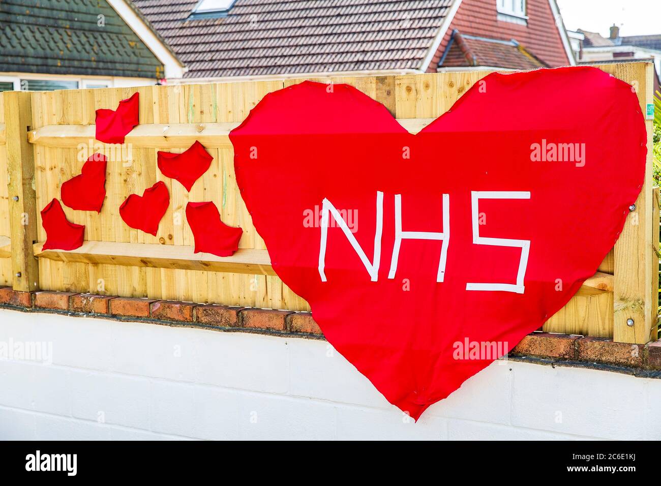 A tribute to the NHS medical staff in Rottingdean, East Sussex - encouraging drivers to 'BEEP' in support of their efforts to combat the Covid-19 outbreak. Stock Photo