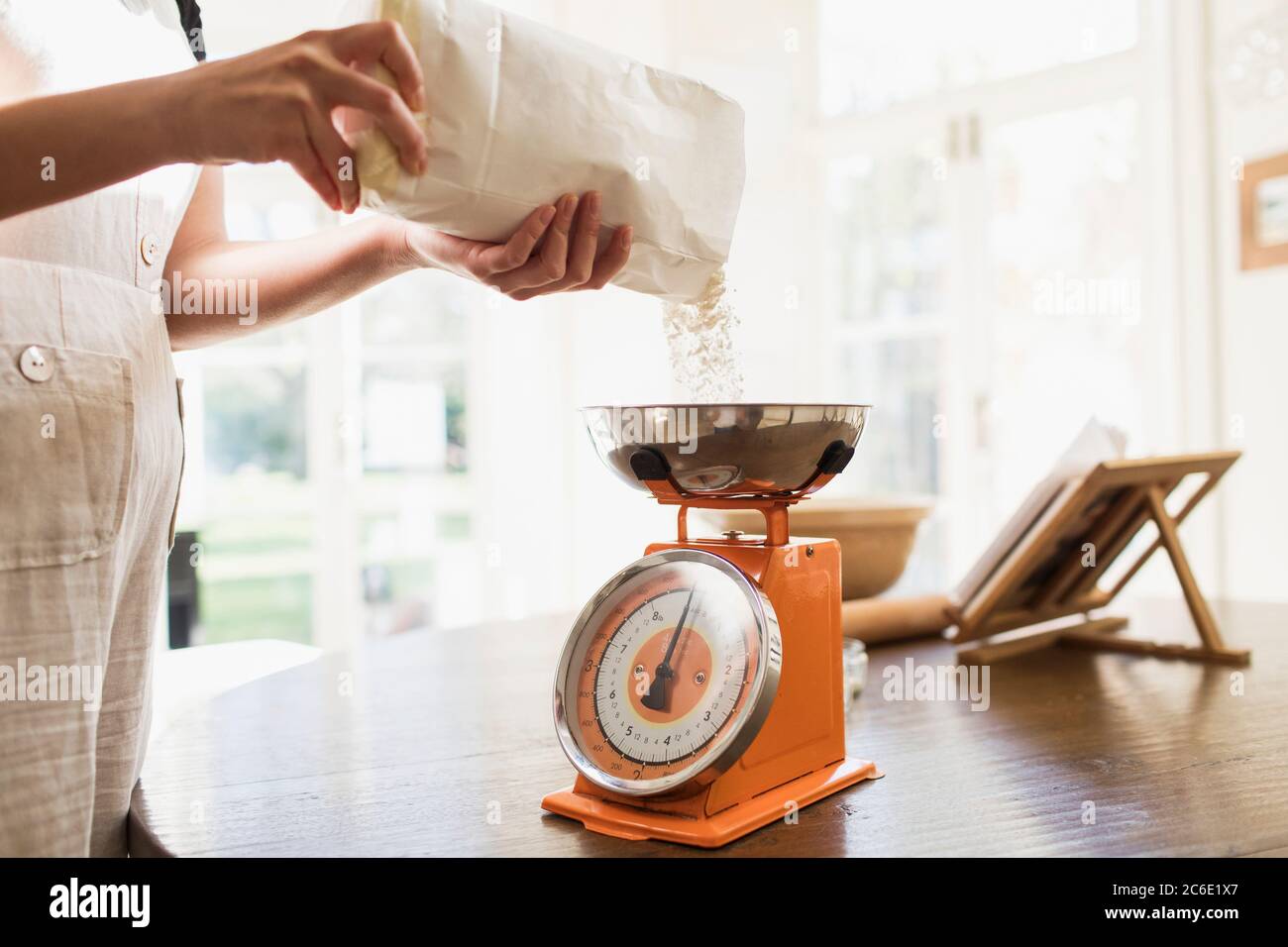 Weighing Flour For Baking With Professional Scales At The Manufacturing,  Close-up View Stock Photo, Picture and Royalty Free Image. Image 102690539.