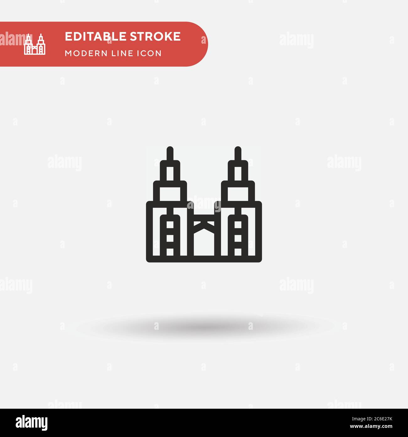 Petronas Twin Tower Simple vector icon. Illustration symbol design template for web mobile UI element. Perfect color modern pictogram on editable stro Stock Vector
