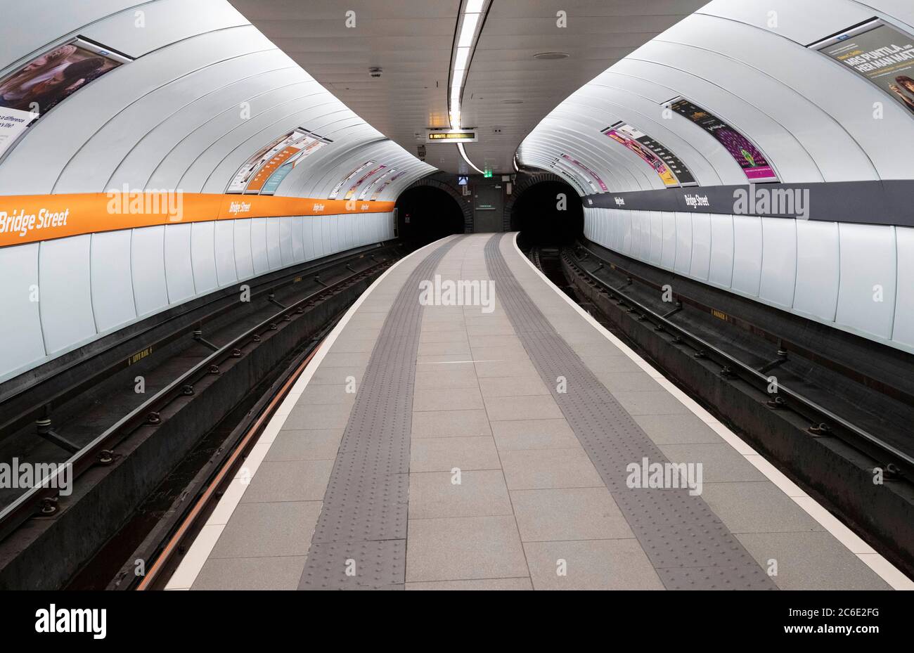 GLASGOW SUBWAY and underground set for closure as passengers stay at home as Covid-19 Corona Virus spreads across the city and country. The government is set to halt and restrict travel in Scotland despite desperate efforts by Strathclyde Transport staff cleaning up.   on 19 March 2020 in Glasgow, Scotland Stock Photo
