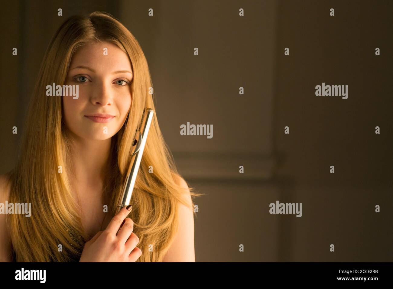 Portrait of flutist Stock Photo Alamy