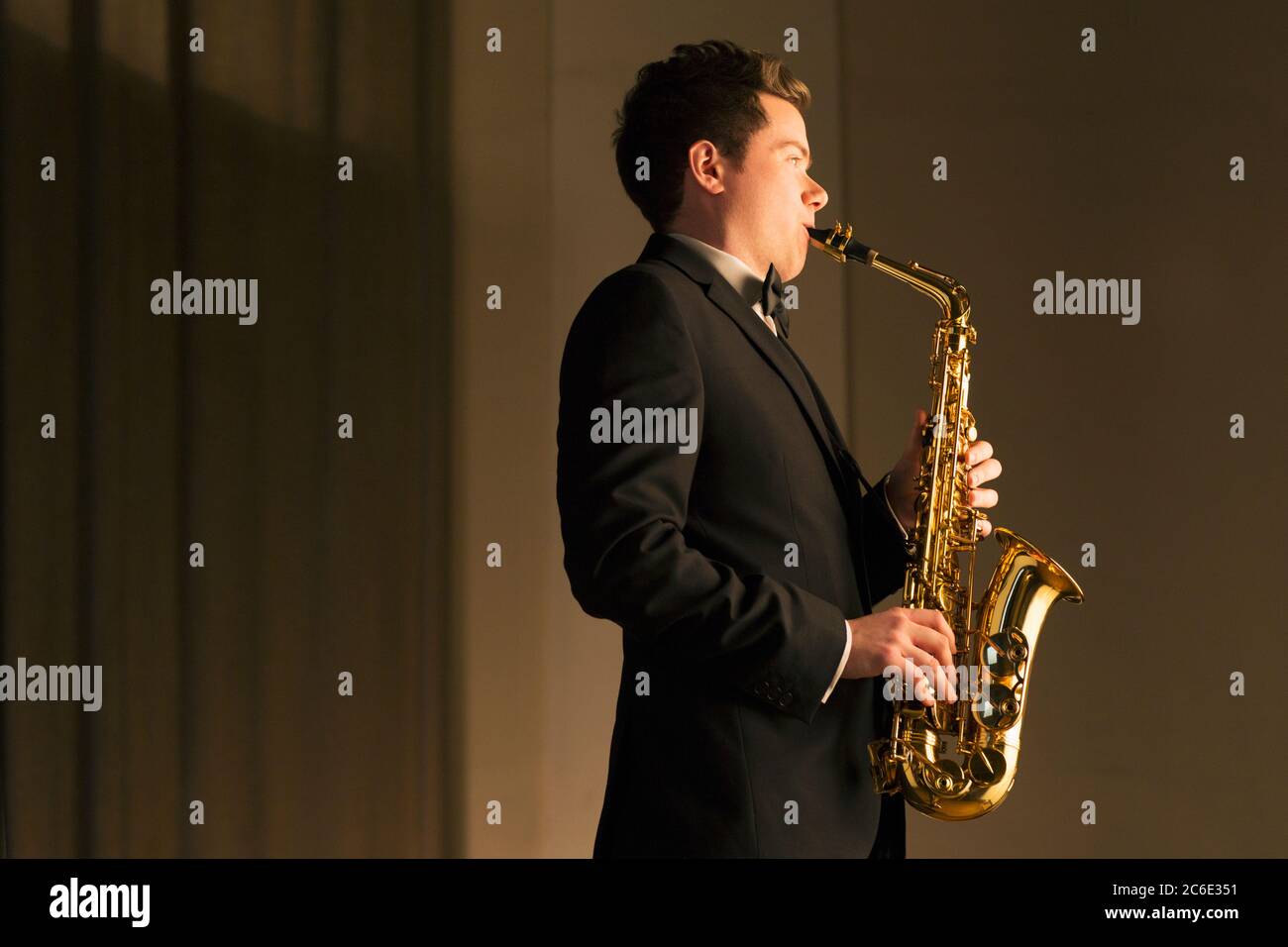 Saxophonist performing Stock Photo