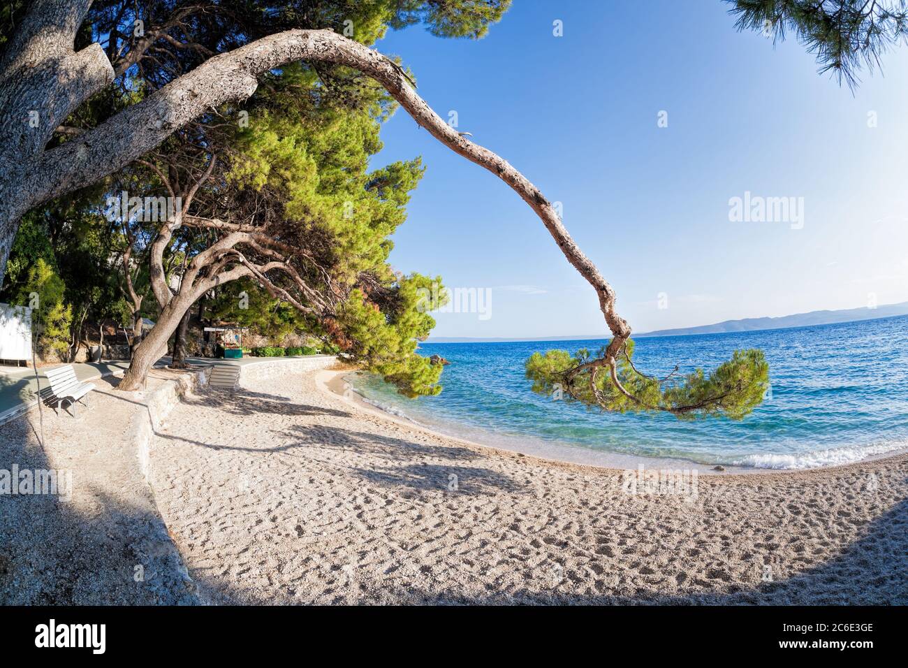 Amazing Croatian beaches against sunset in Brela, Dalmatia, Croatia Stock Photo