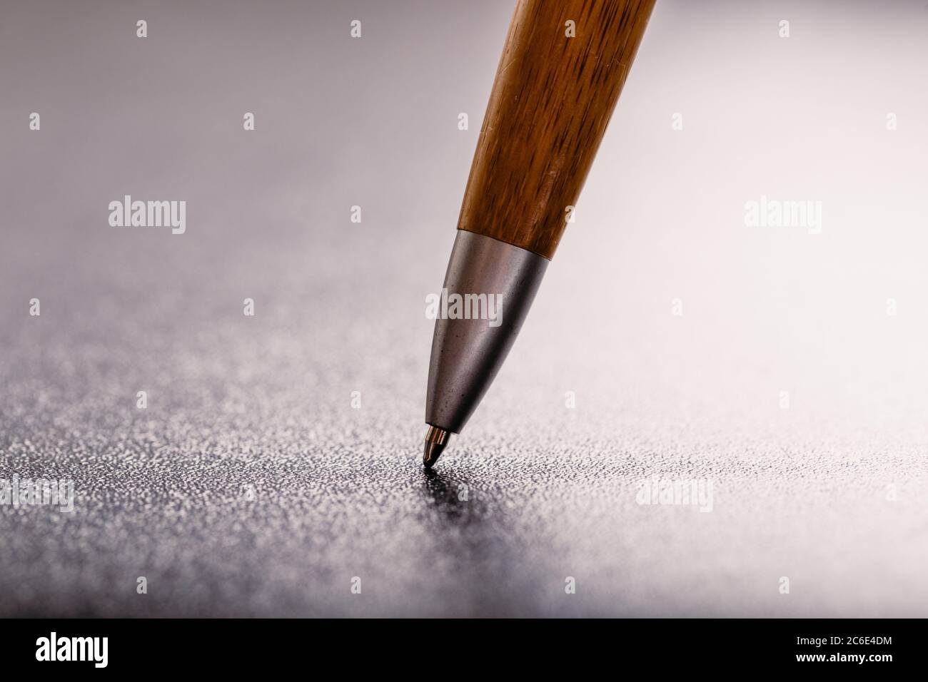automatic plastic ballpoint pen with clipping path on black background. close up. Stock Photo