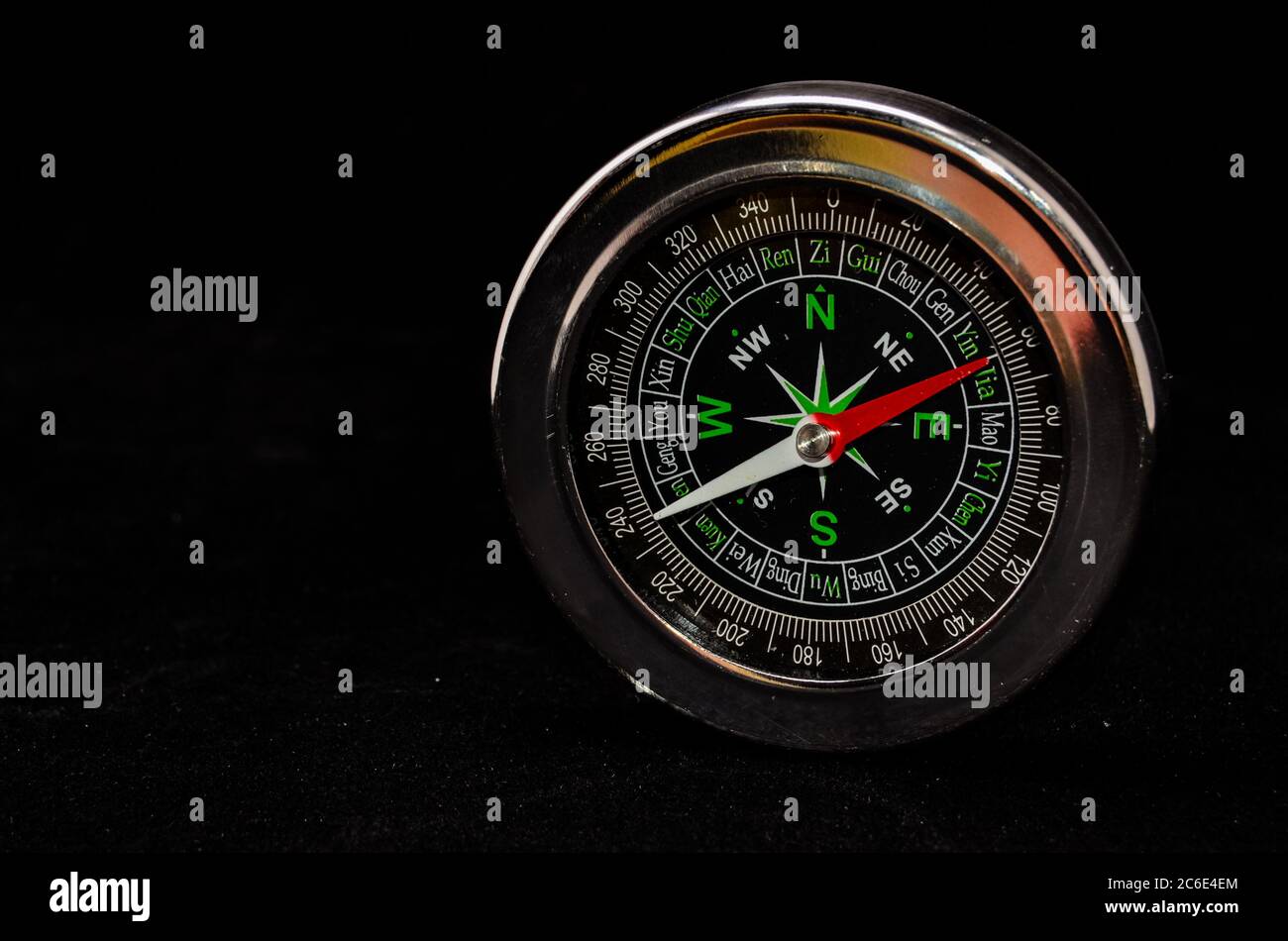Vintage Classic Compass on a Black Background Stock Photo