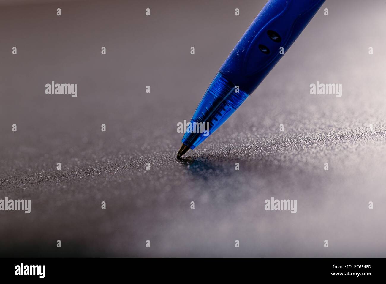 automatic plastic ballpoint pen with clipping path on black background. close up. Stock Photo