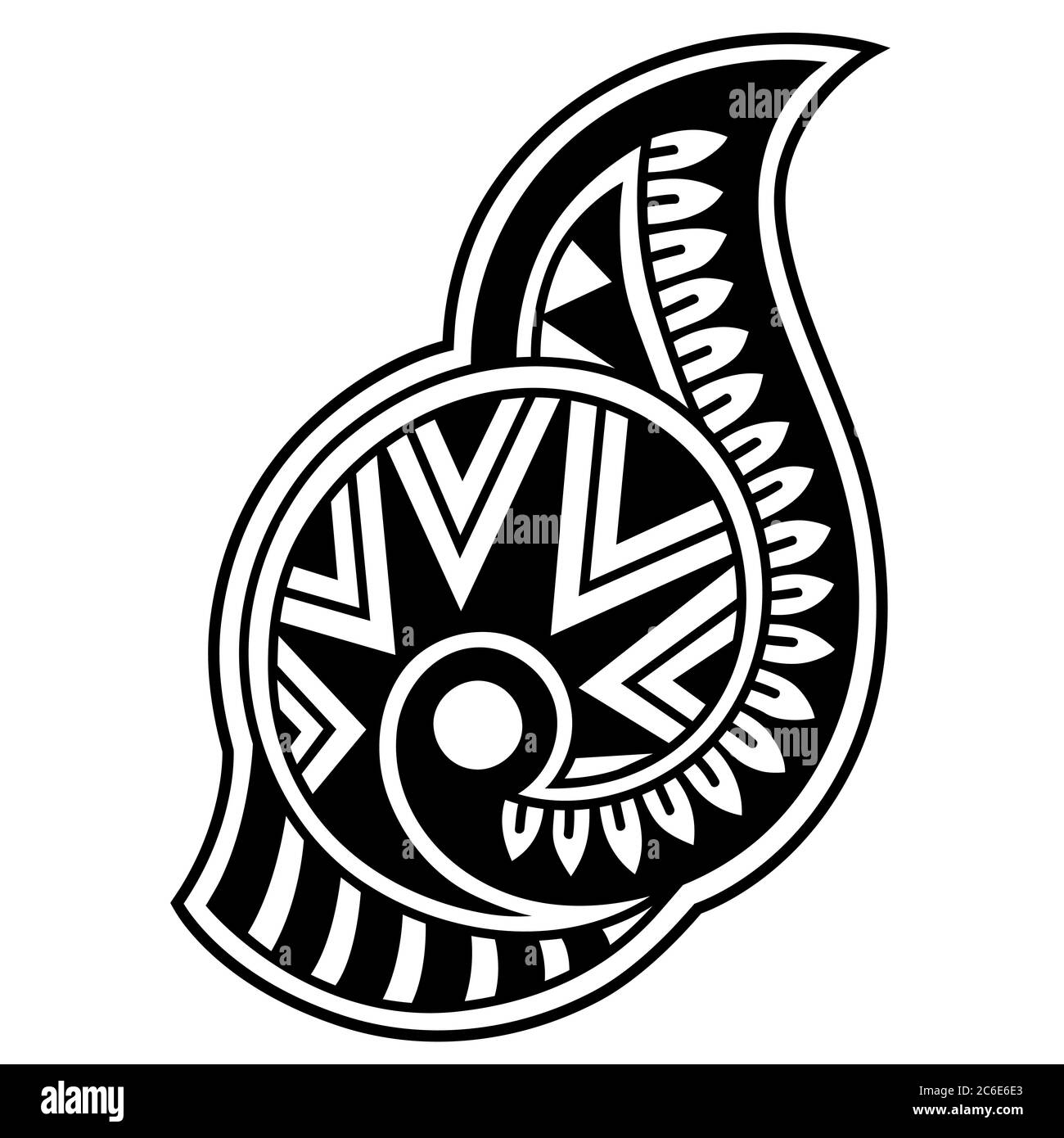 Traditional Ethnic ornament - symbol of the Maori people. Vintage decorative Sacral tribal sign in the Polenesian style for application of tattoo and Stock Vector