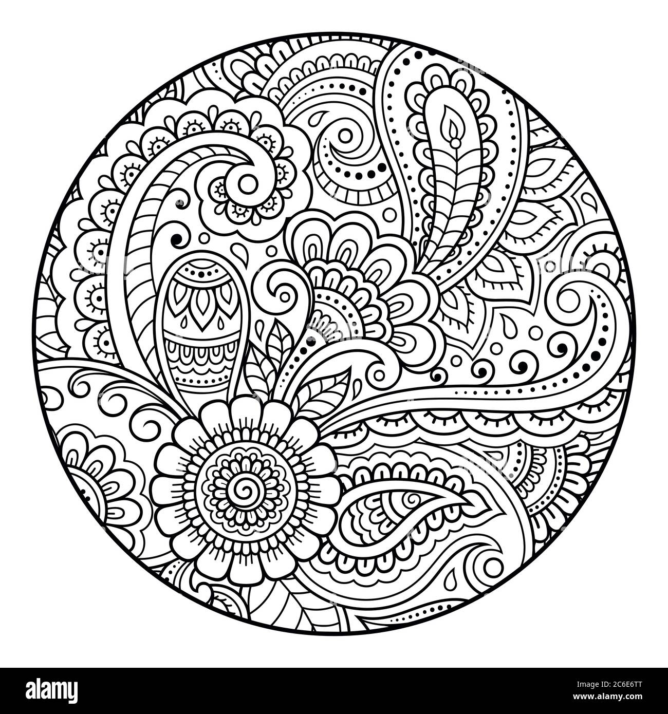 Outline Floral Pattern For Coloring Book Page Antistress For