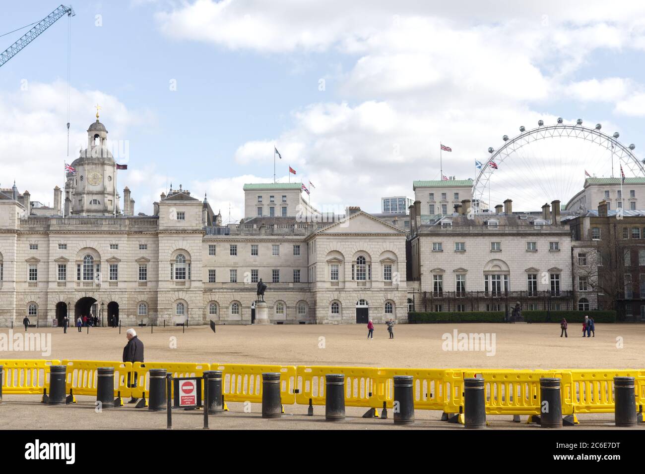 Barriers surrounding horse guards parade ground , headquarters for the Household Cavalry Stock Photo