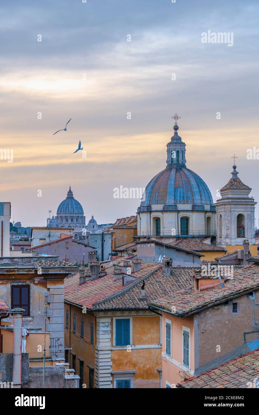 Italy, Lazio, Rome, Ponte, Church of San Salvatore in Lauro and St. Peter's Basilica beyond Stock Photo