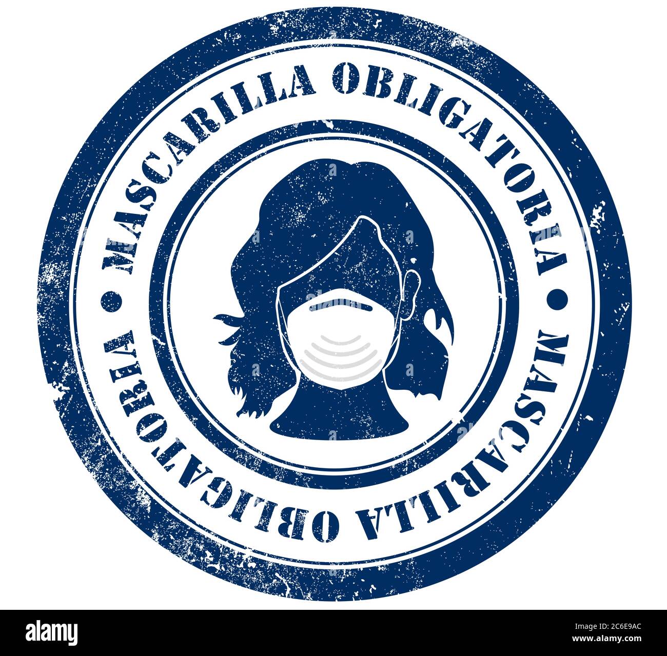 mandatory face mask (women symbol) grunge stamp, in spanish language