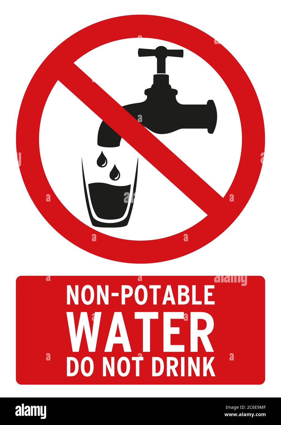 nonpotable water, do not drink poster in english language Stock Photo