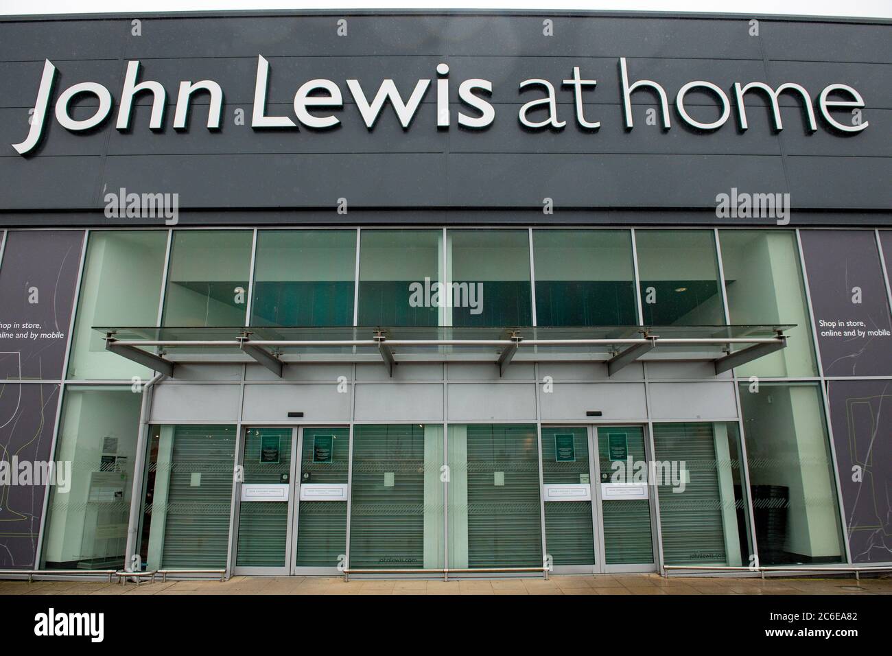 John Lewis At Home store in Tamworth, which is due to close as John Lewis said it will shut two full-size department stores in Birmingham and Watford, four At Home shops in Croydon, Newbury, Swindon and Tamworth, as well as two travel hub outlets at Heathrow and St Pancras. Stock Photo